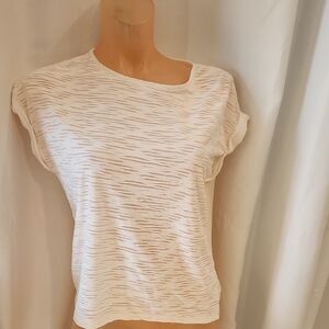 Forever 21 Cream Textured Short Sleeve Top